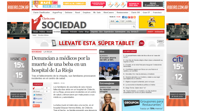 Denuncian a médicos por la muerte de una beba en un hospital de La Rioja